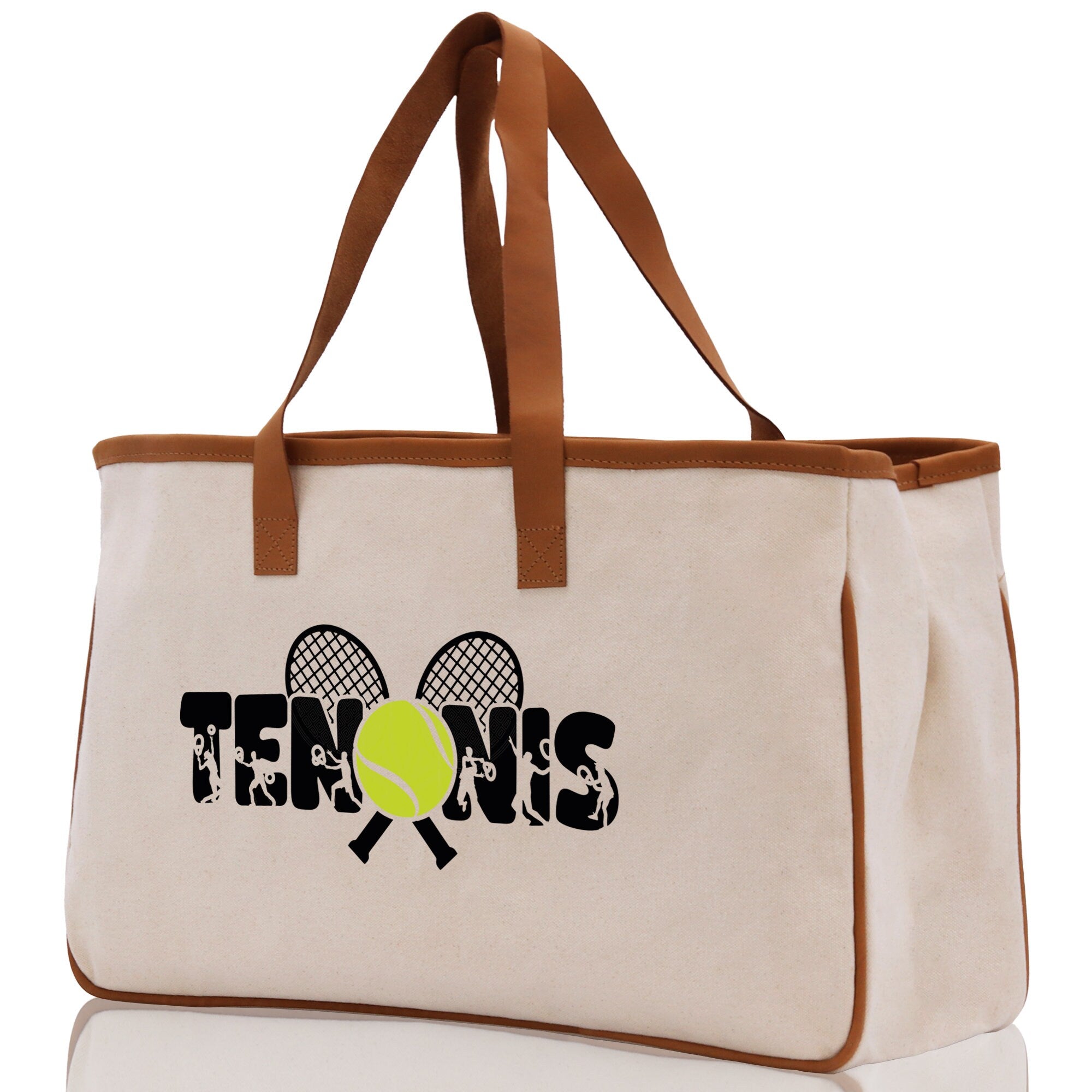 Tennis Silhouette Cotton Canvas Tote Bag Gift for Tennis Lover Bag Tennis Coach Gift Bag