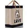 Alaskan Malamute Love Dog Jute Canvas Tote Funny Farmer Market Bag Quote Jute Bag Shopping Bag Burlap Bag Dog Owner Gift