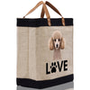Poodle Love Dog Jute Canvas Tote Funny Farmer Market Bag Quote Jute Bag Shopping Bag Burlap Bag Dog Owner Gift
