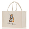 Tiger Mom And Baby Name Custom Cotton Canvas Tote Bag Custom Pet Lover Gift Pet Portrait Bag Personalized Pet Owner Gift Tote Bag