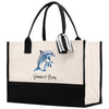 Dolphin Mom And Baby Name Custom Cotton Canvas Tote Bag Custom Pet Lover Gift Pet Portrait Bag Personalized Pet Owner Gift Tote Bag