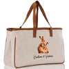 Rabbit Mom And Baby Name Custom Cotton Canvas Tote Bag Custom Pet Lover Gift Pet Portrait Bag Personalized Pet Owner Gift Tote Bag