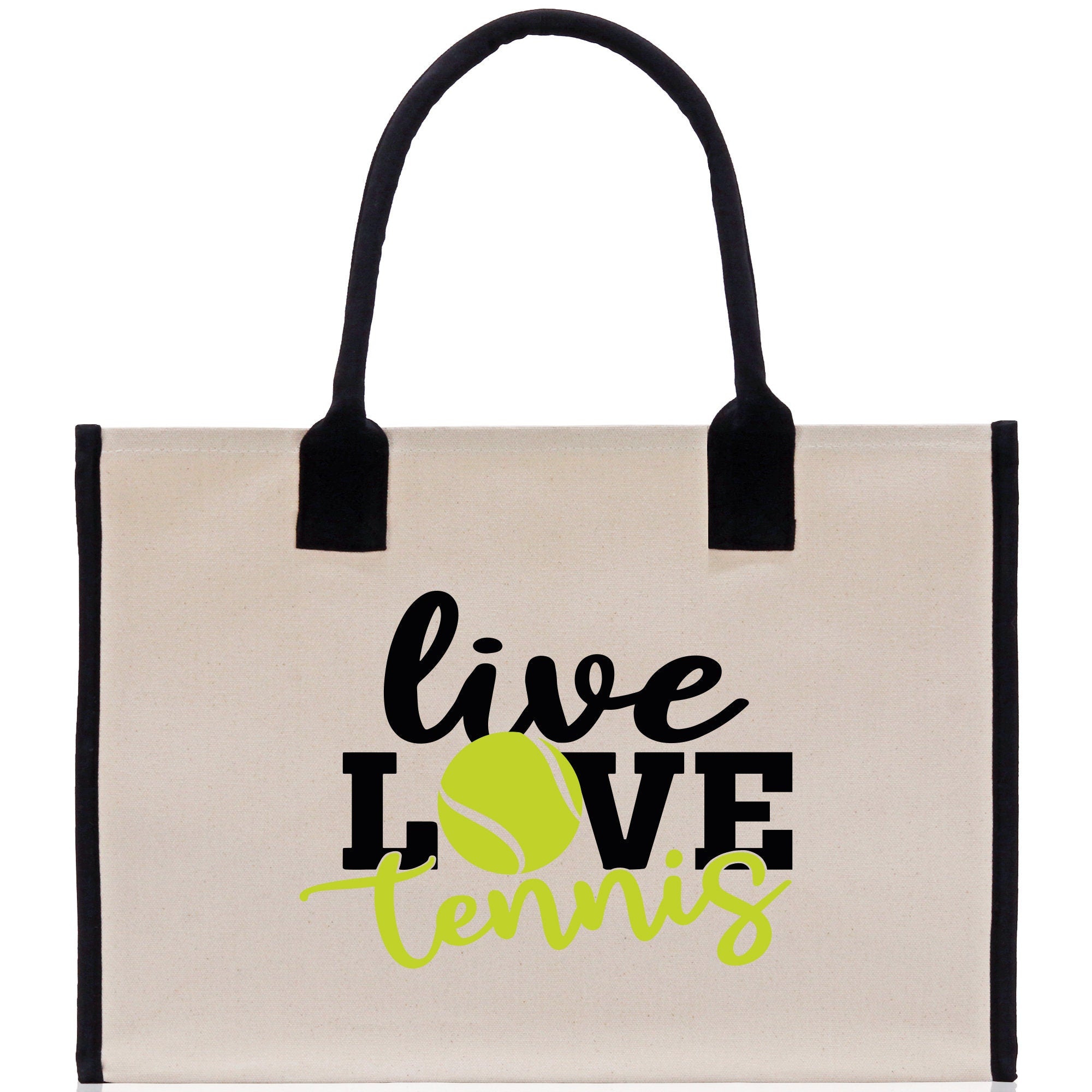 Live Love Tennis Cotton Canvas Tote Bag Gift for Tennis Lover Bag Tennis Coach Gift Bag