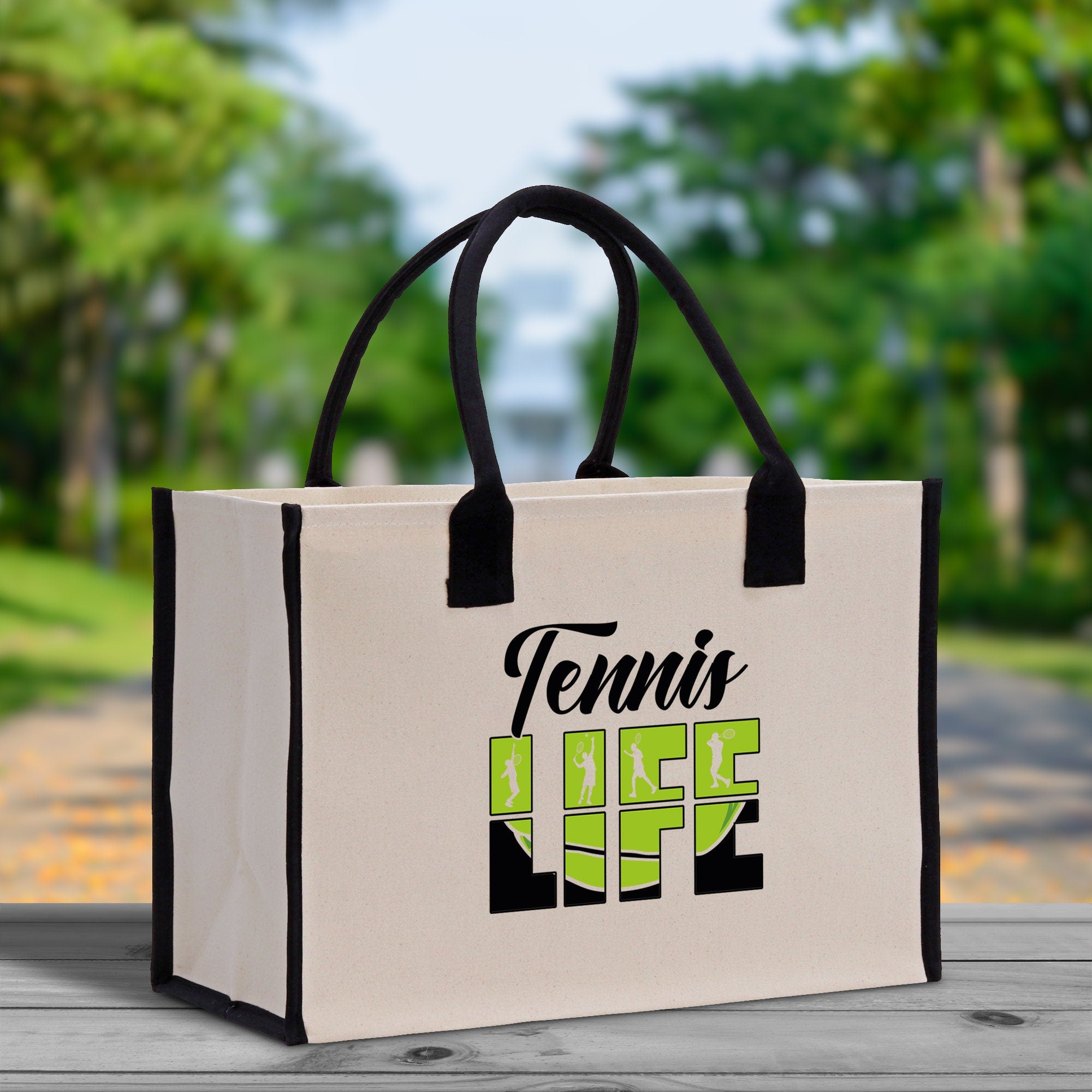 Tennis Life Cotton Canvas Tote Bag Gift for Tennis Lover Bag Tennis Coach Gift Bag