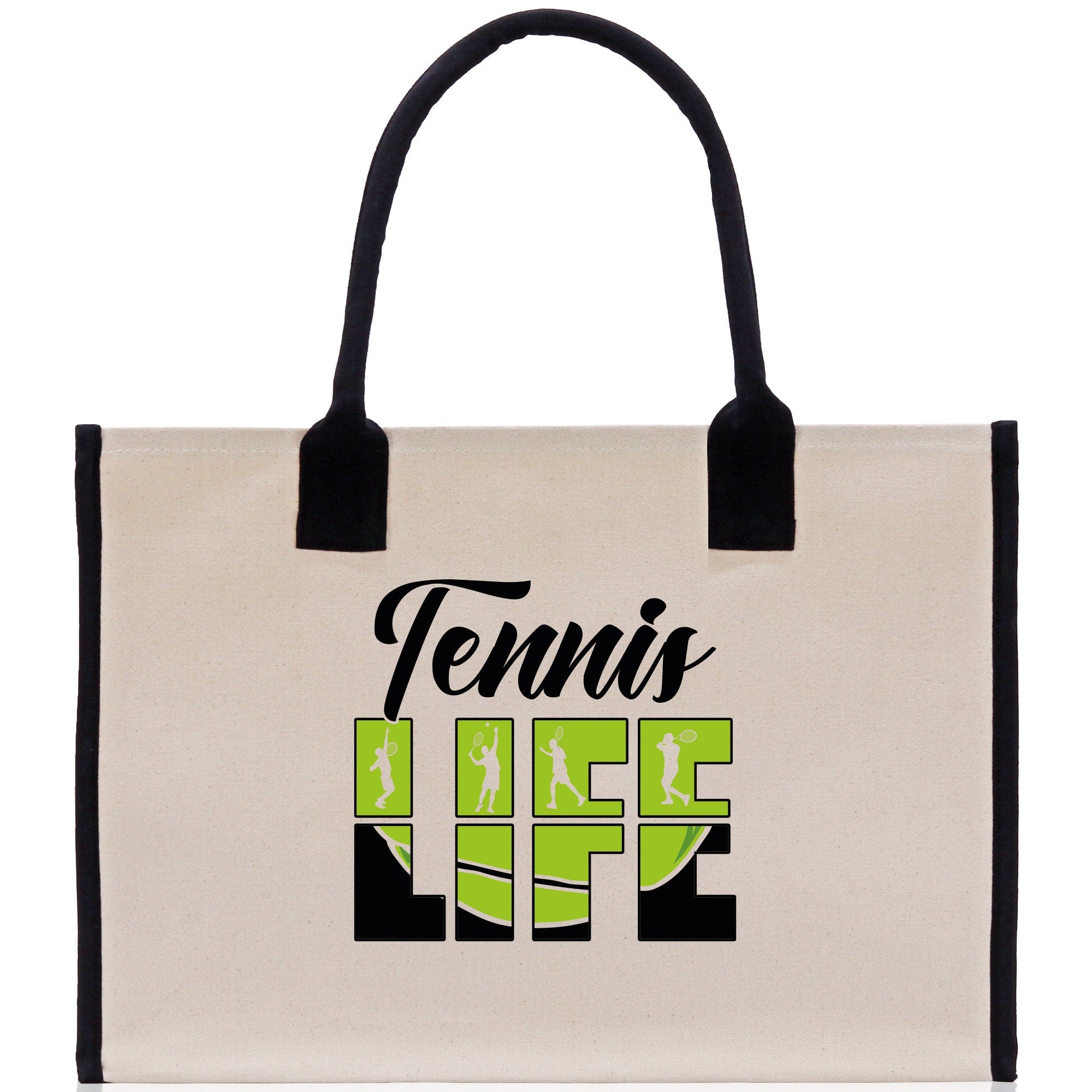 Tennis Life Cotton Canvas Tote Bag Gift for Tennis Lover Bag Tennis Coach Gift Bag