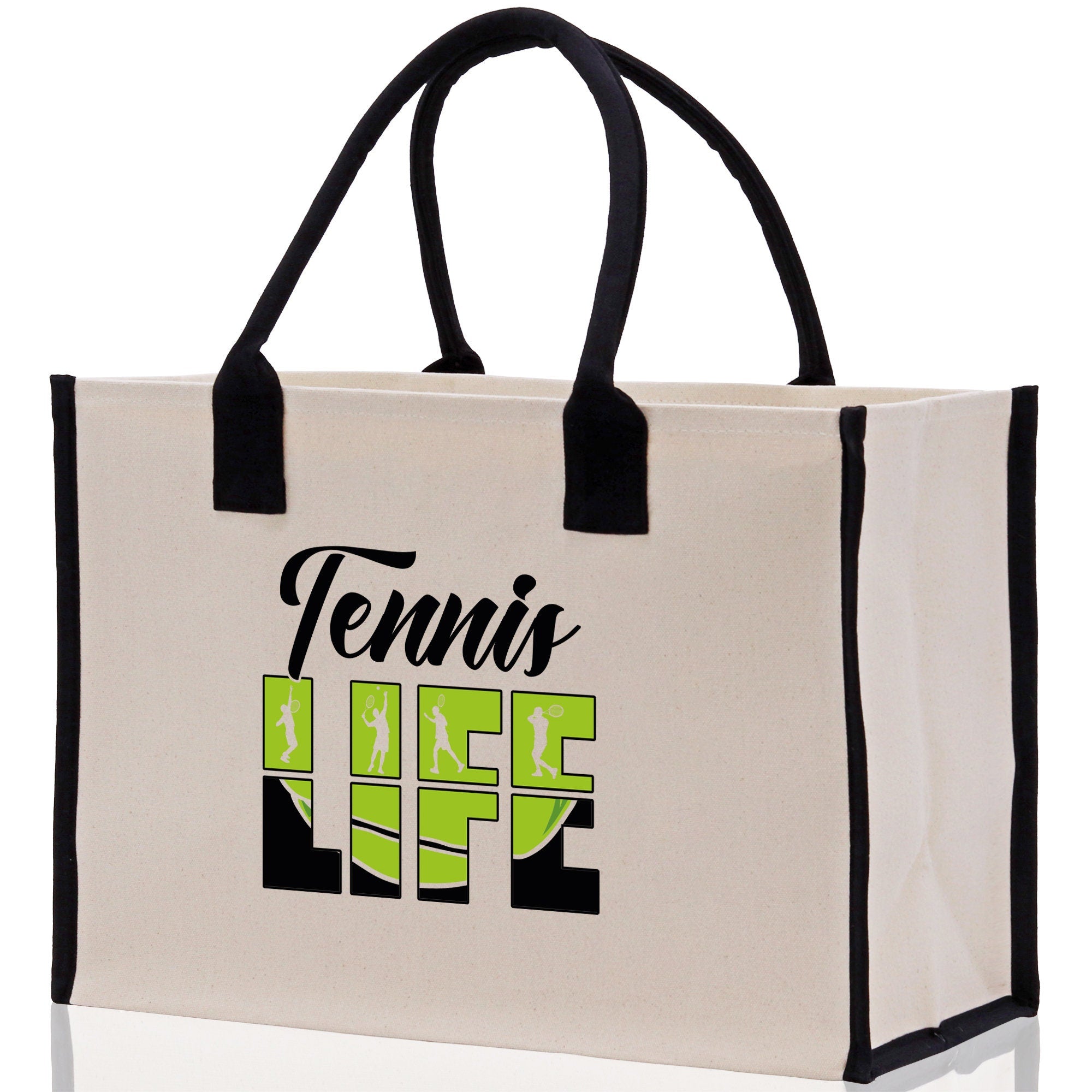 Tennis Life Cotton Canvas Tote Bag Gift for Tennis Lover Bag Tennis Coach Gift Bag