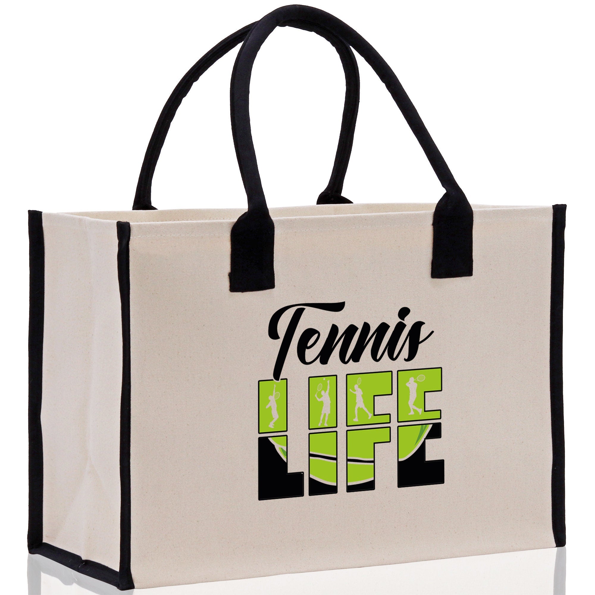 Tennis Life Cotton Canvas Tote Bag Gift for Tennis Lover Bag Tennis Coach Gift Bag