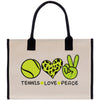 Tennis Love Peace Cotton Canvas Tote Bag Gift for Tennis Lover Bag Tennis Coach Gift Bag