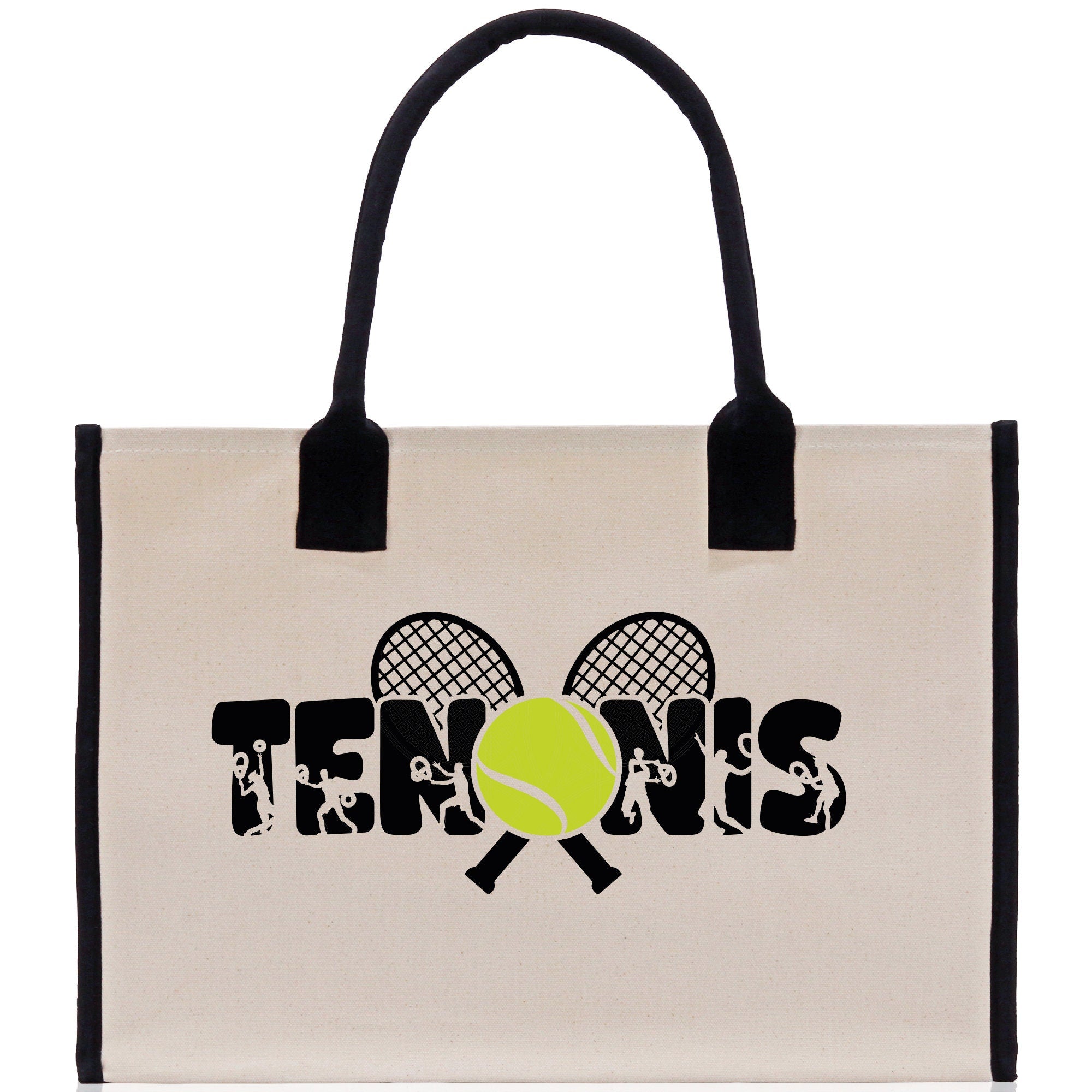 Tennis Silhouette Cotton Canvas Tote Bag Gift for Tennis Lover Bag Tennis Coach Gift Bag