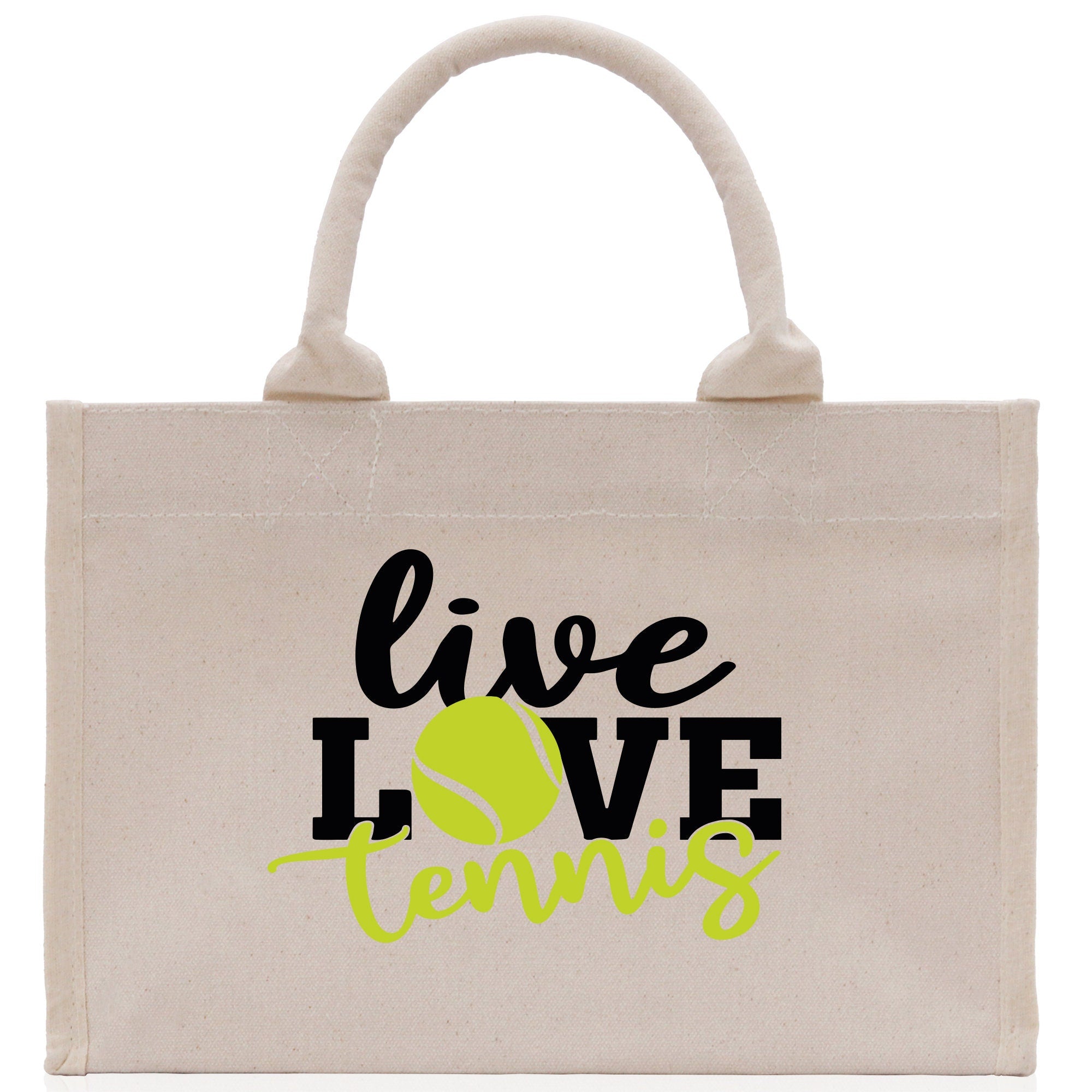 Live Love Tennis Cotton Canvas Tote Bag Gift for Tennis Lover Bag Tennis Coach Gift Bag