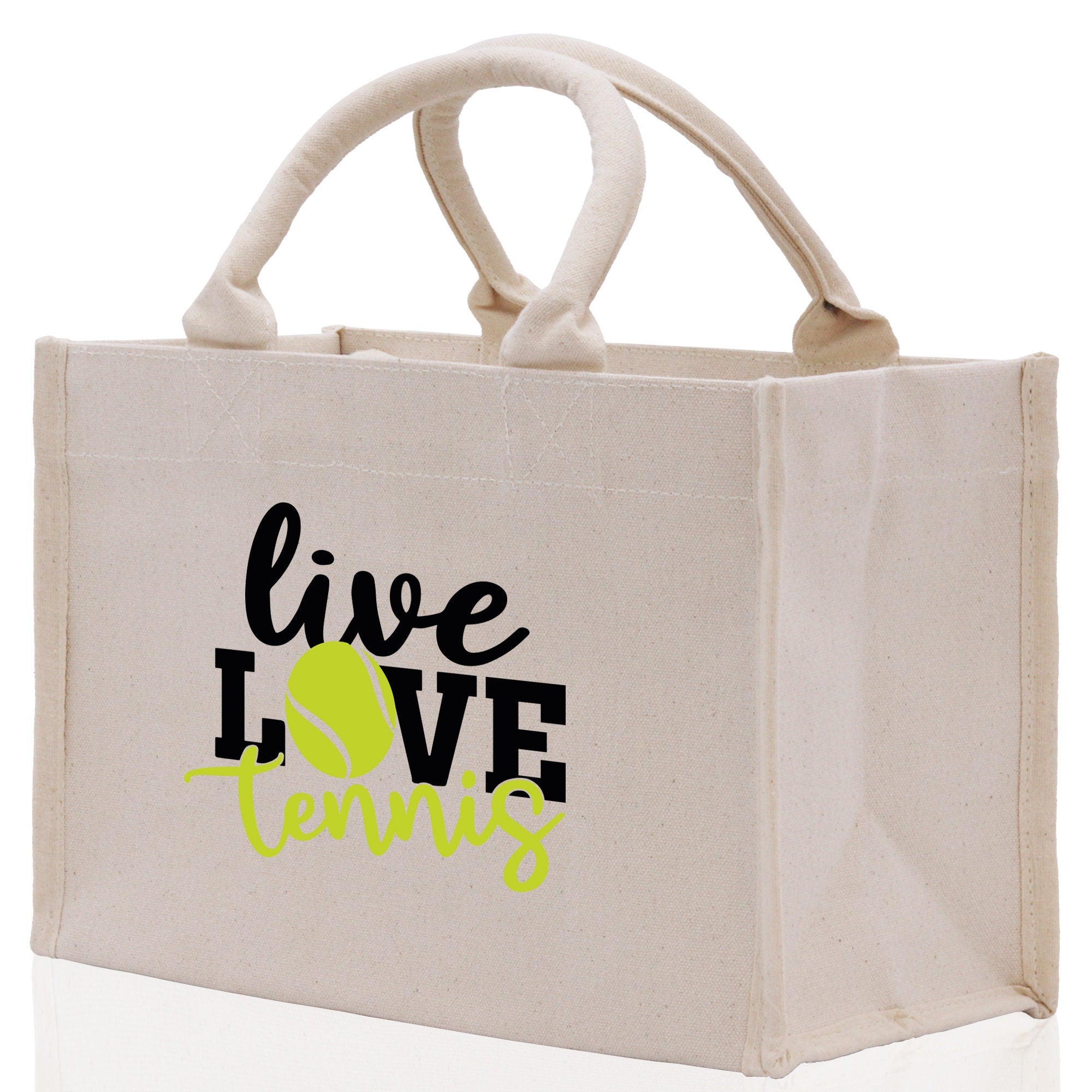 Live Love Tennis Cotton Canvas Tote Bag Gift for Tennis Lover Bag Tennis Coach Gift Bag