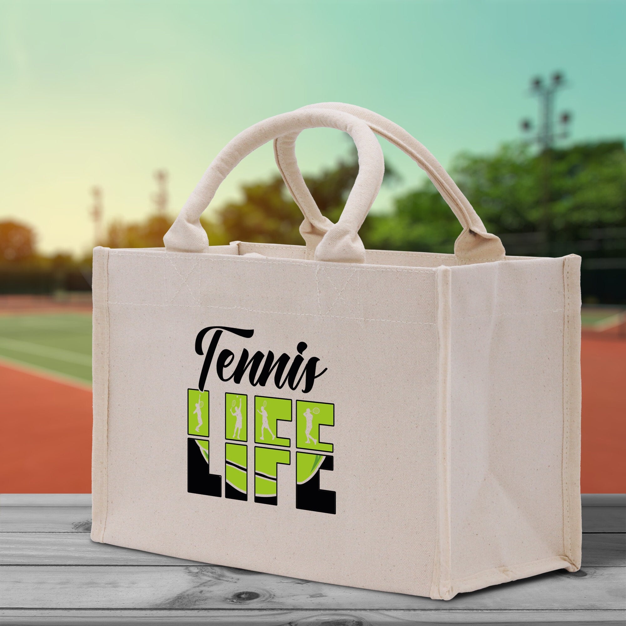 Tennis Life Cotton Canvas Tote Bag Gift for Tennis Lover Bag Tennis Coach Gift Bag