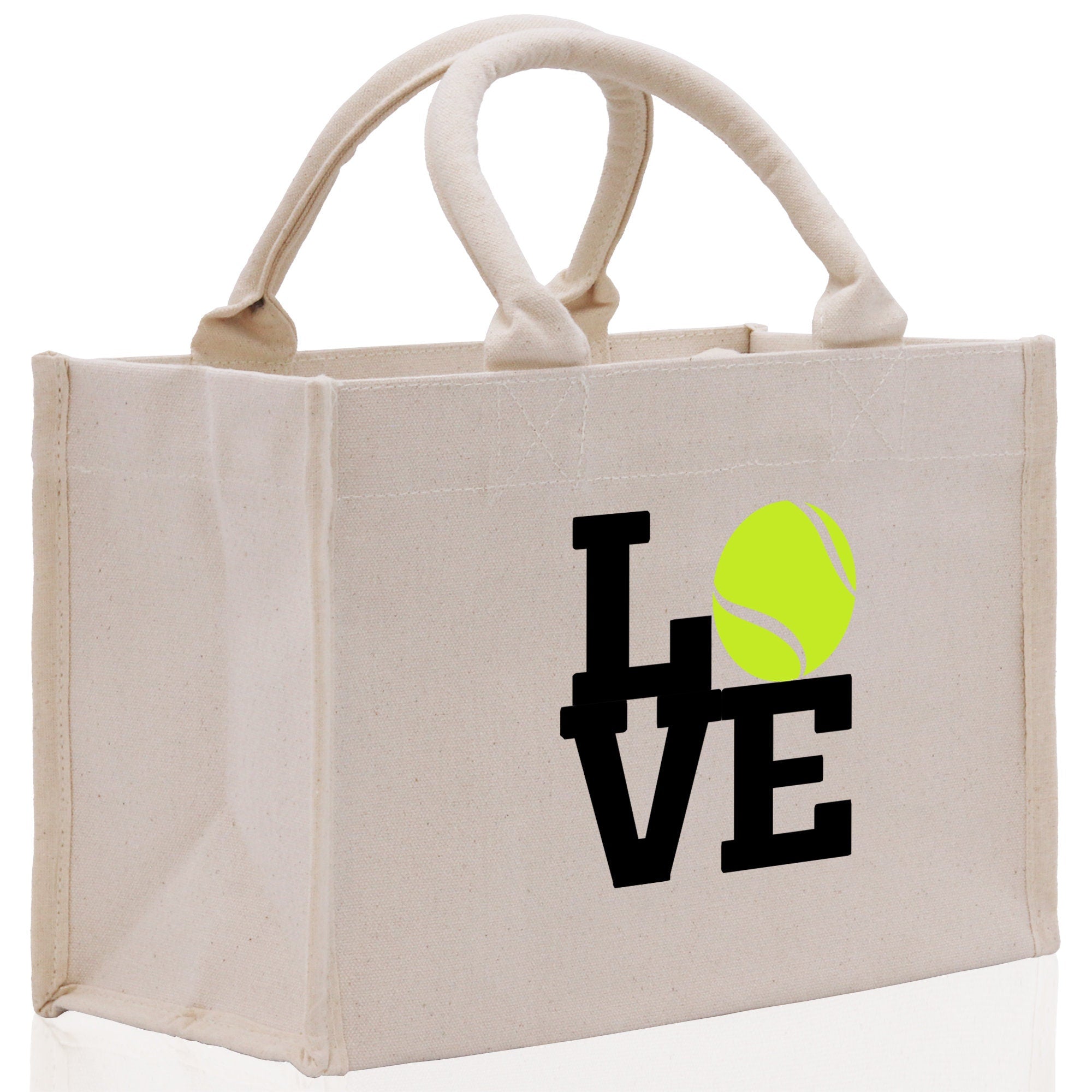 Love Tennis Cotton Canvas Tote Bag Gift for Tennis Lover Bag Tennis Coach Gift Bag