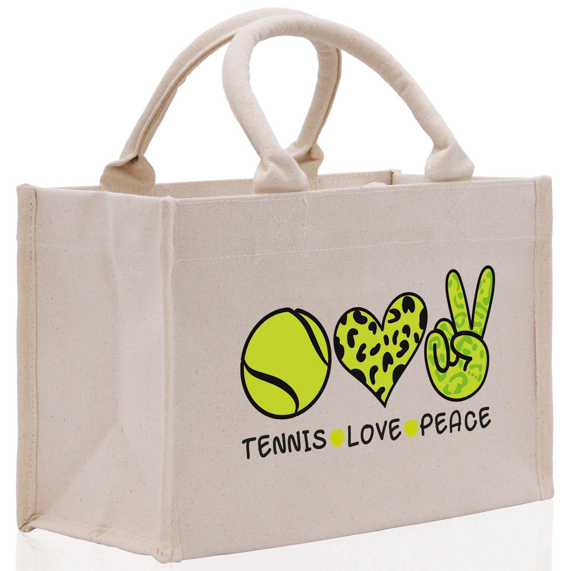 Tennis Love Peace Cotton Canvas Tote Bag Gift for Tennis Lover Bag Tennis Coach Gift Bag