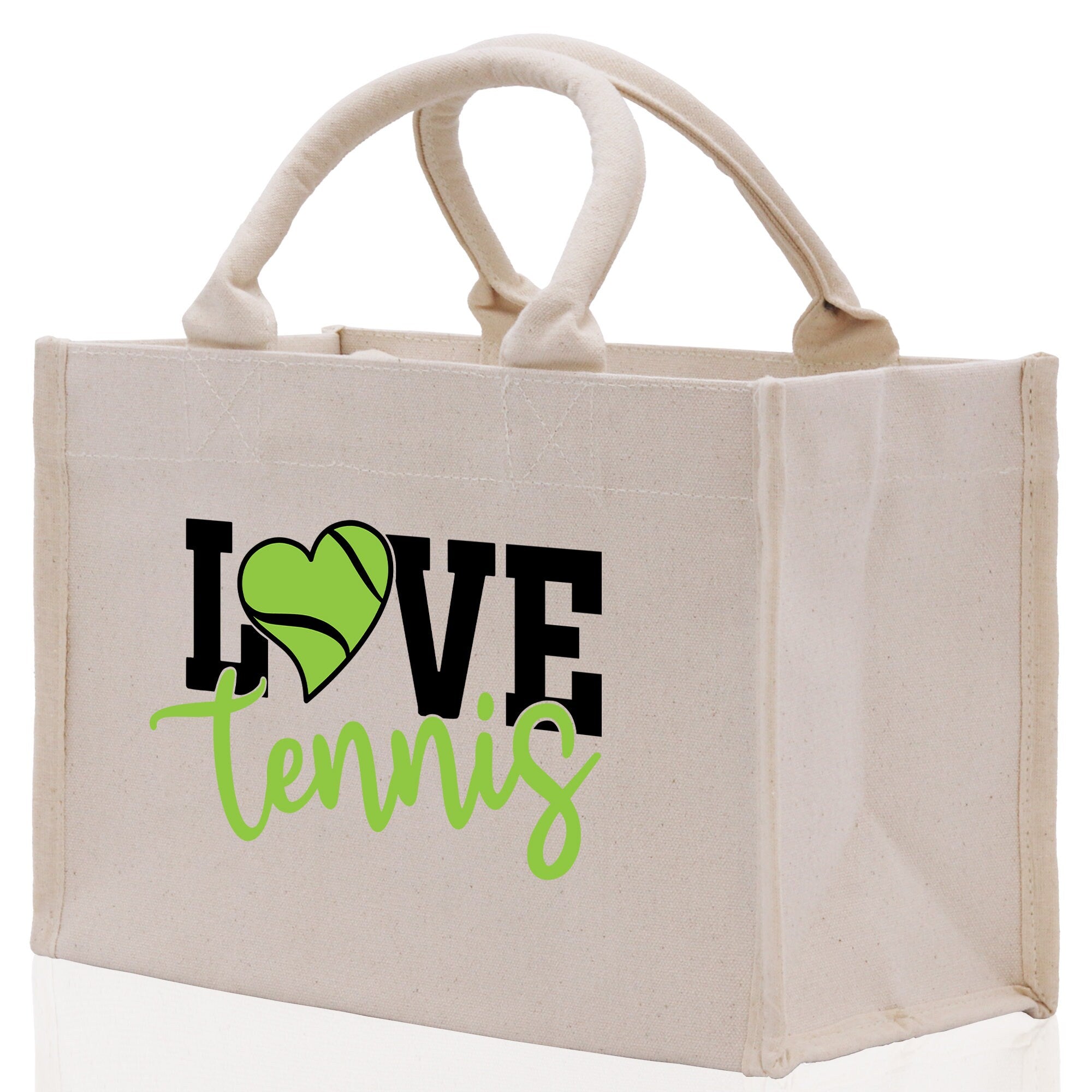 Love Tennis Cotton Canvas Tote Bag Gift for Tennis Lover Bag Tennis Coach Gift Bag