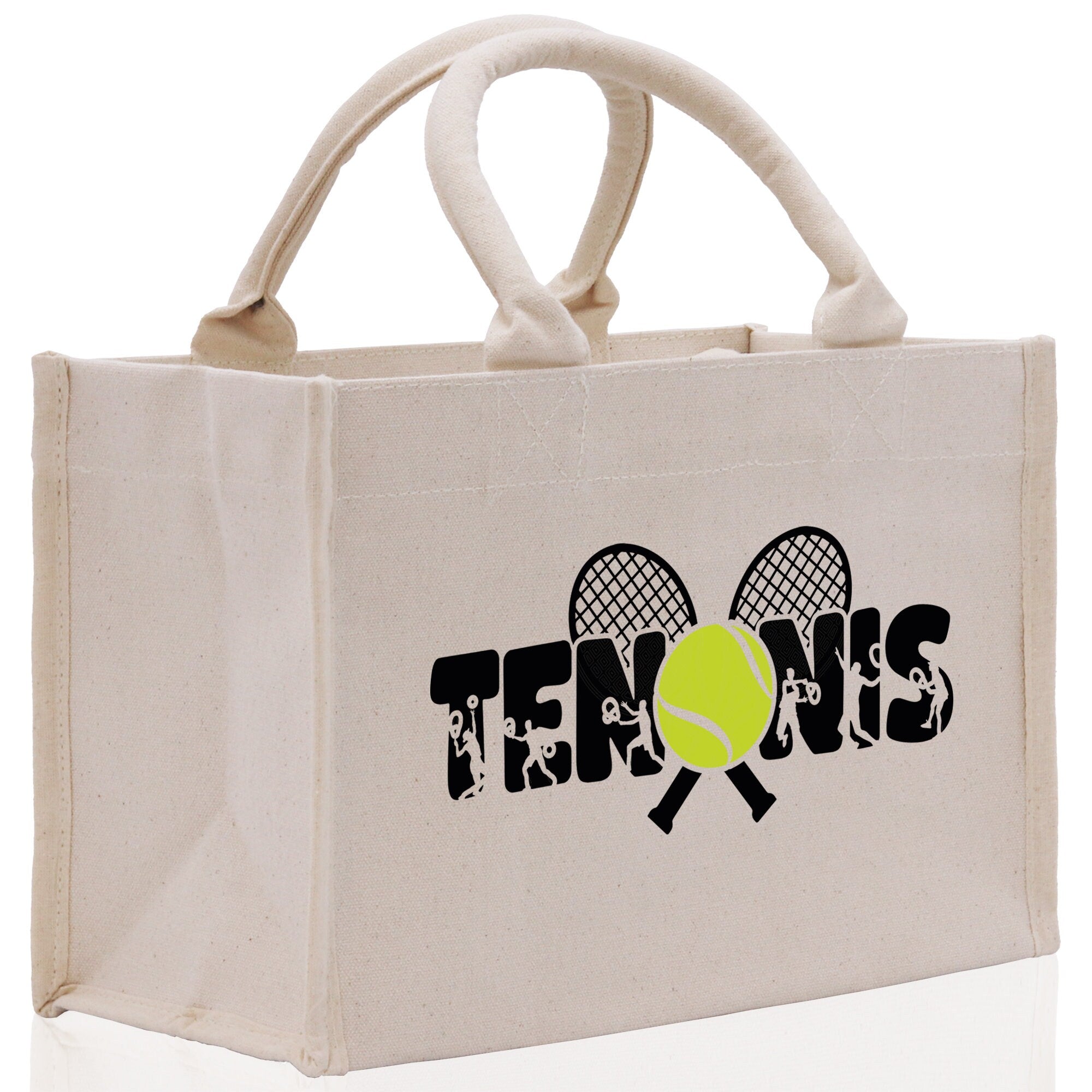 Tennis Silhouette Cotton Canvas Tote Bag Gift for Tennis Lover Bag Tennis Coach Gift Bag