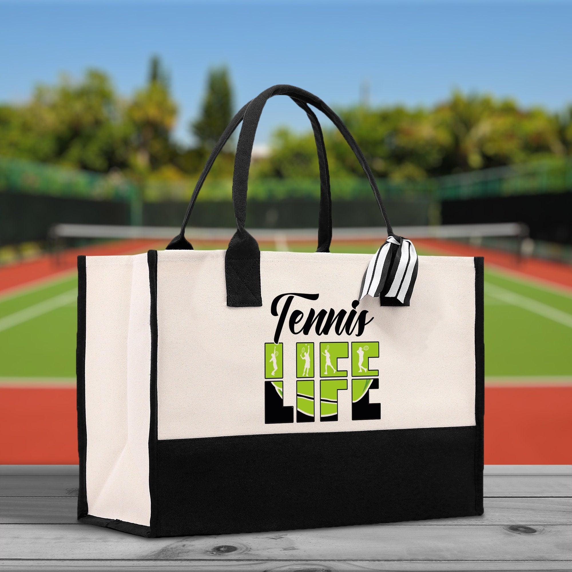 Tennis Life Cotton Canvas Tote Bag Gift for Tennis Lover Bag Tennis Coach Gift Bag