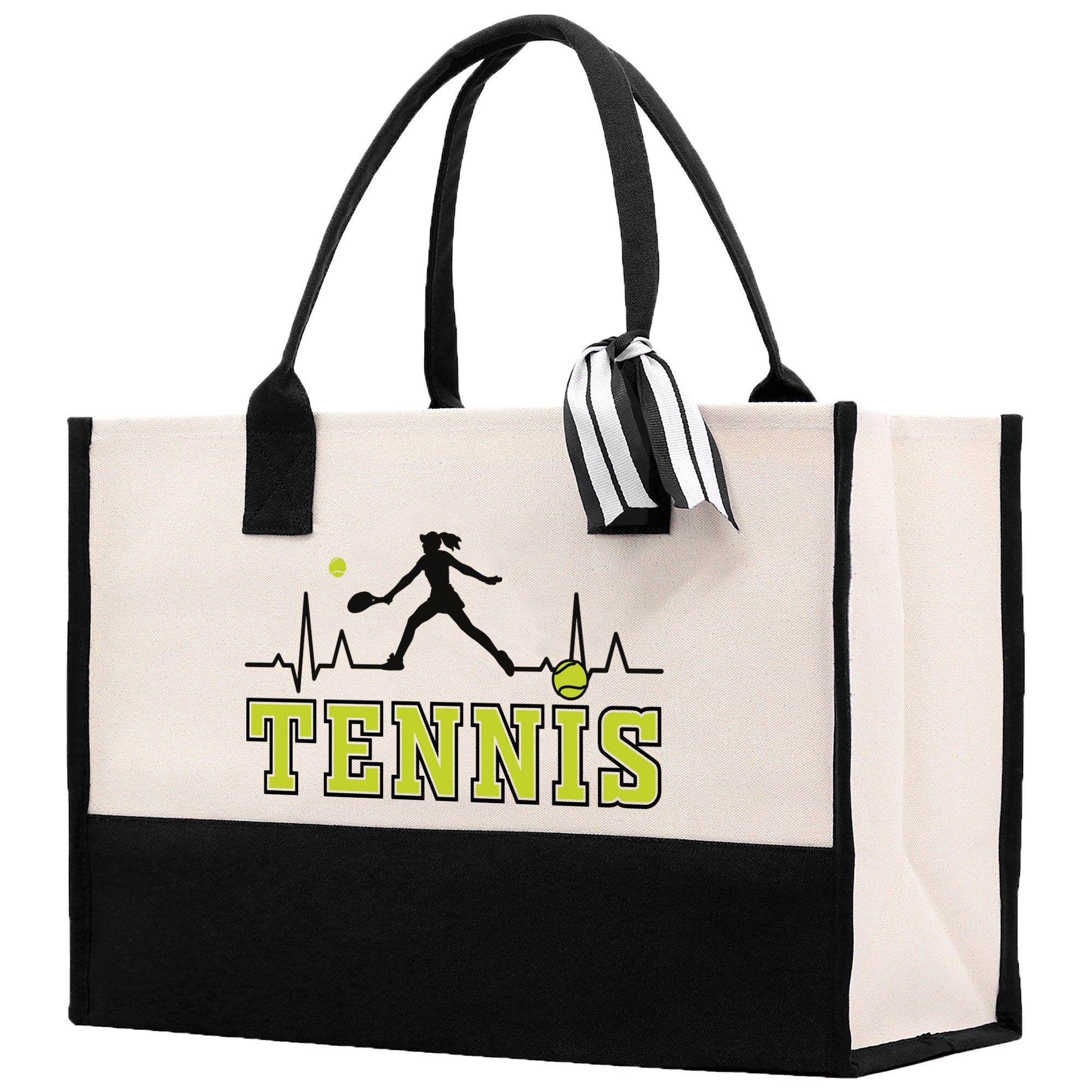 Tennis Silhouette Pulse Cotton Canvas Tote Bag Gift for Tennis Lover Bag Tennis Coach Gift Bag