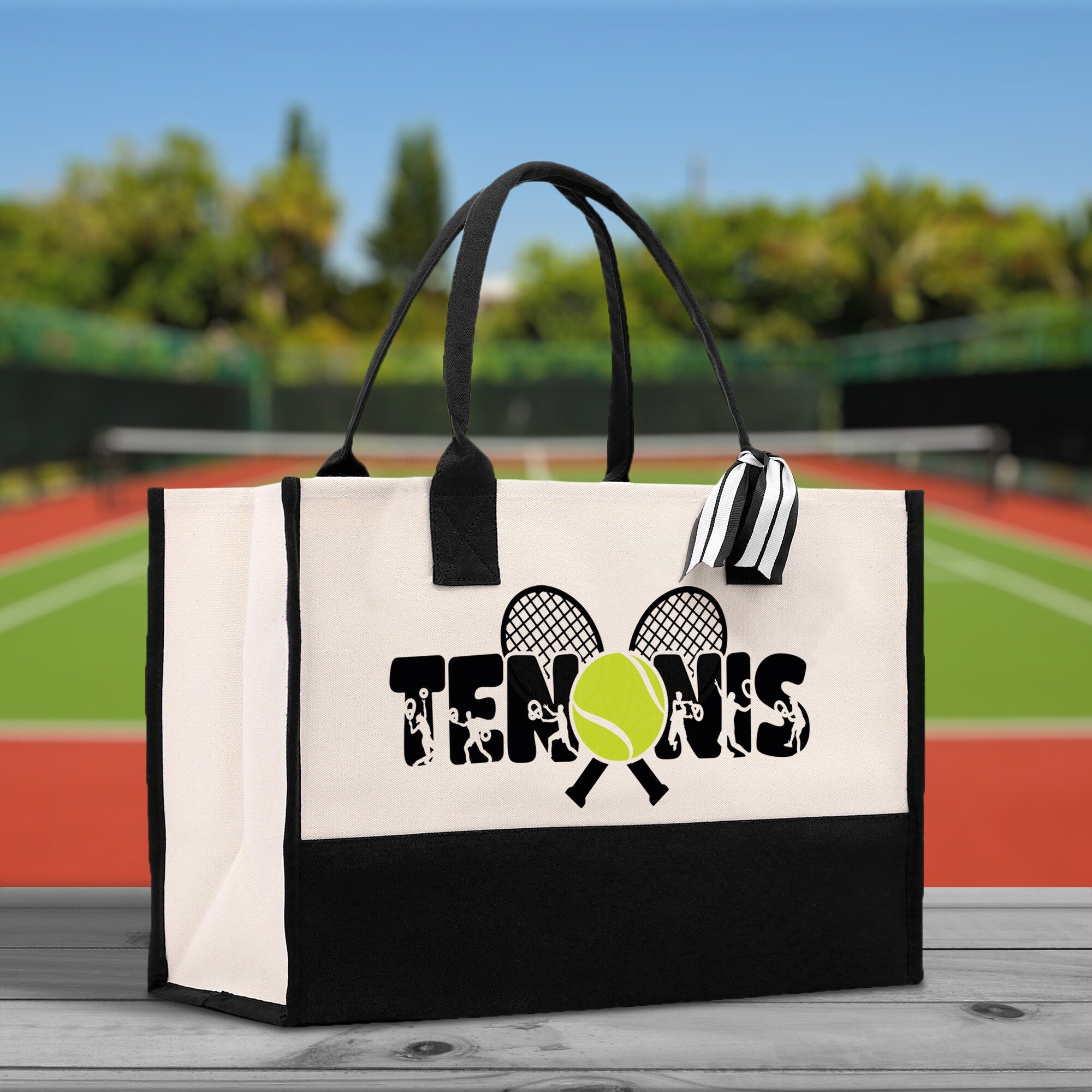 Tennis Silhouette Cotton Canvas Tote Bag Gift for Tennis Lover Bag Tennis Coach Gift Bag