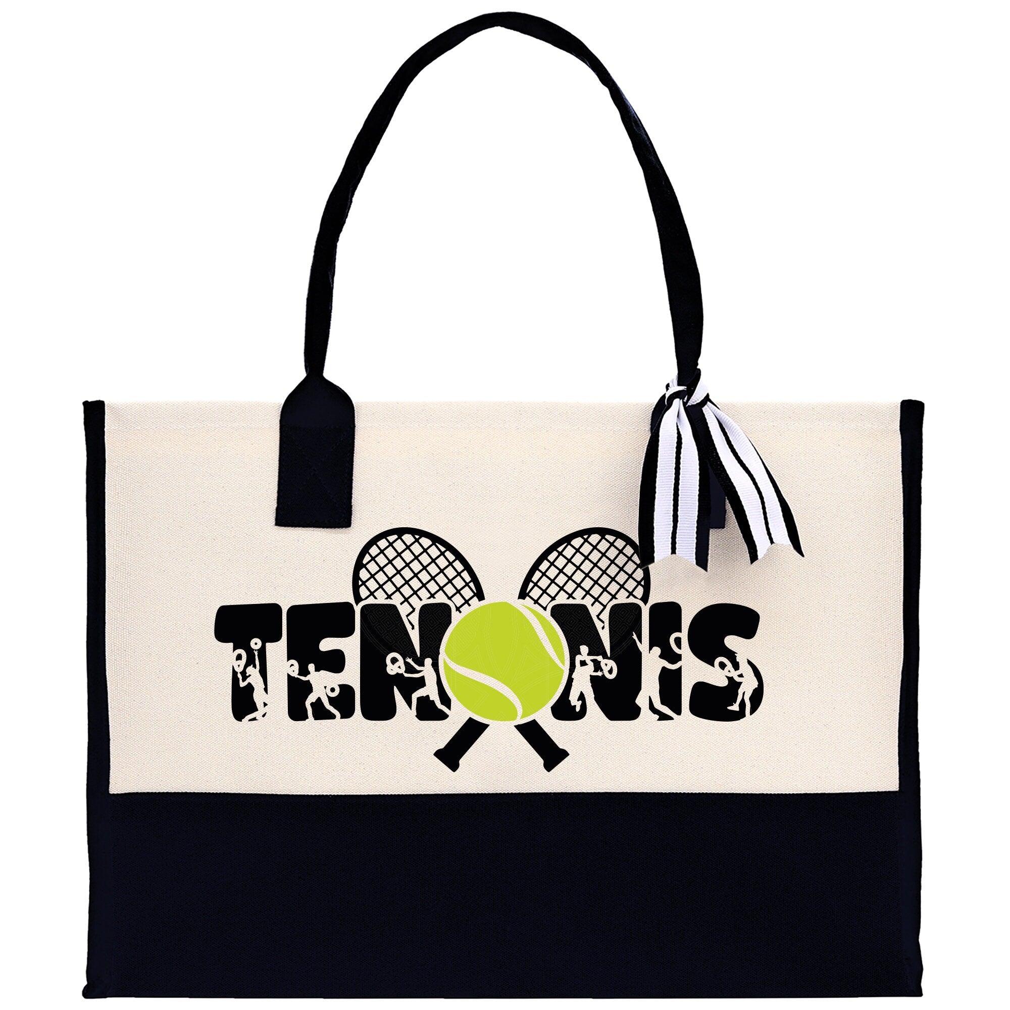 Tennis Silhouette Cotton Canvas Tote Bag Gift for Tennis Lover Bag Tennis Coach Gift Bag