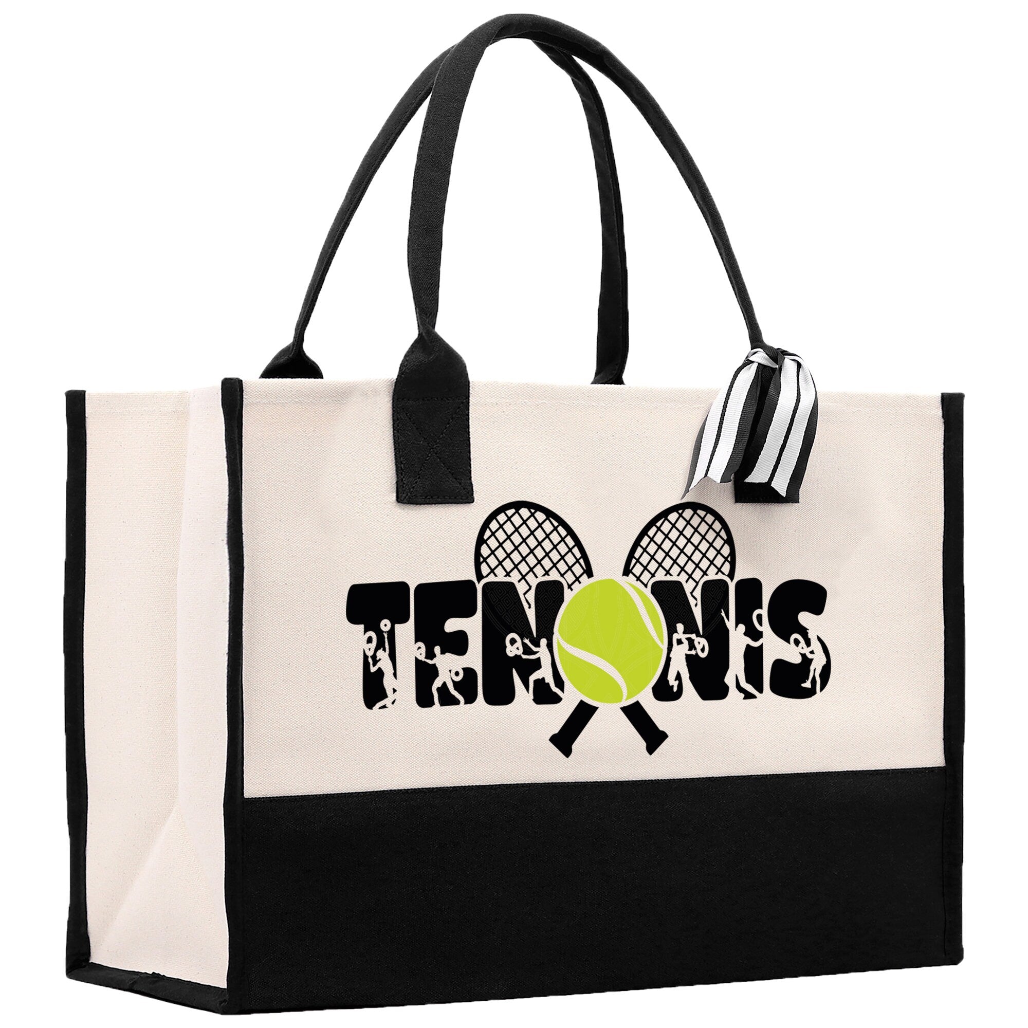 Tennis Silhouette Cotton Canvas Tote Bag Gift for Tennis Lover Bag Tennis Coach Gift Bag