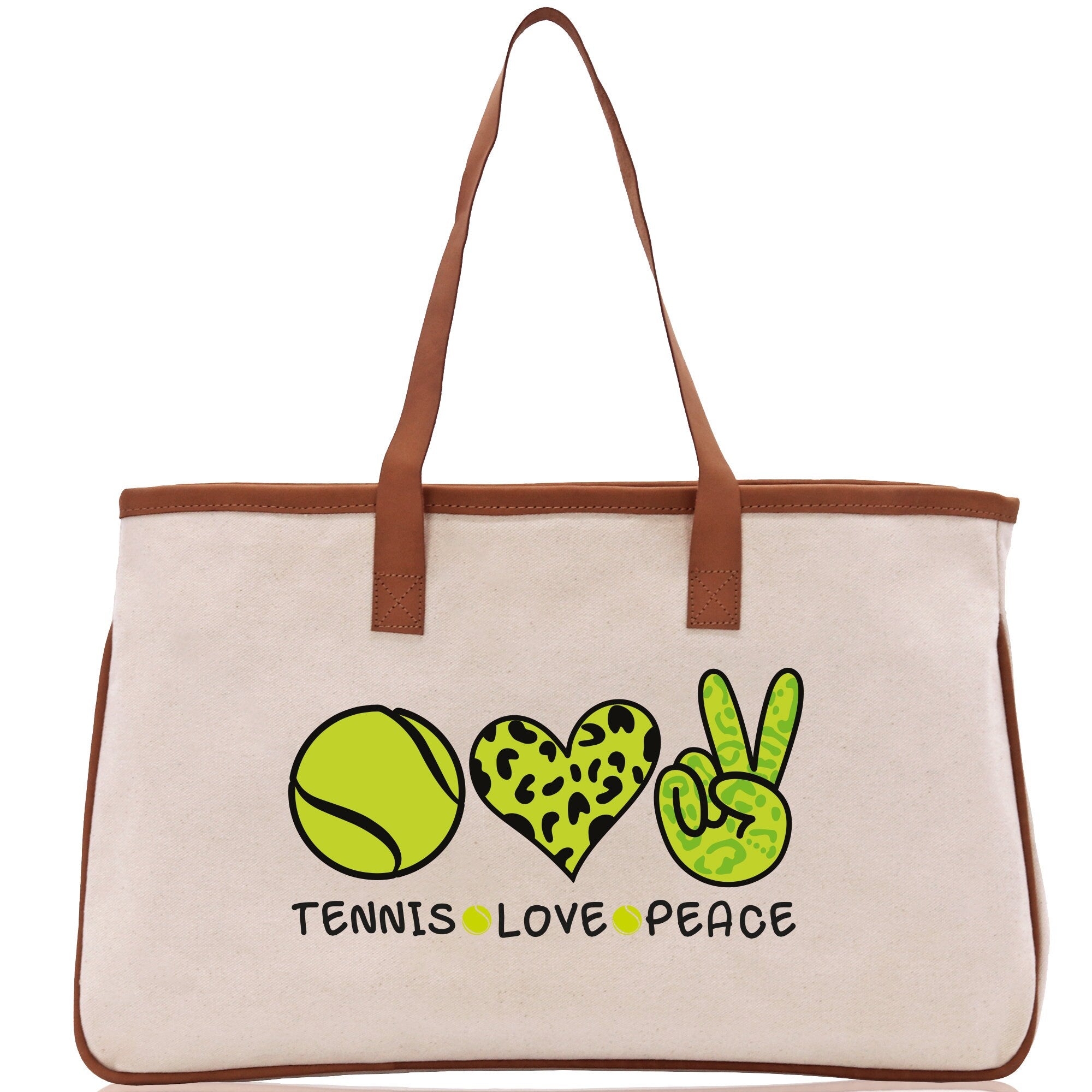 Tennis Love Peace Cotton Canvas Tote Bag Gift for Tennis Lover Bag Tennis Coach Gift Bag