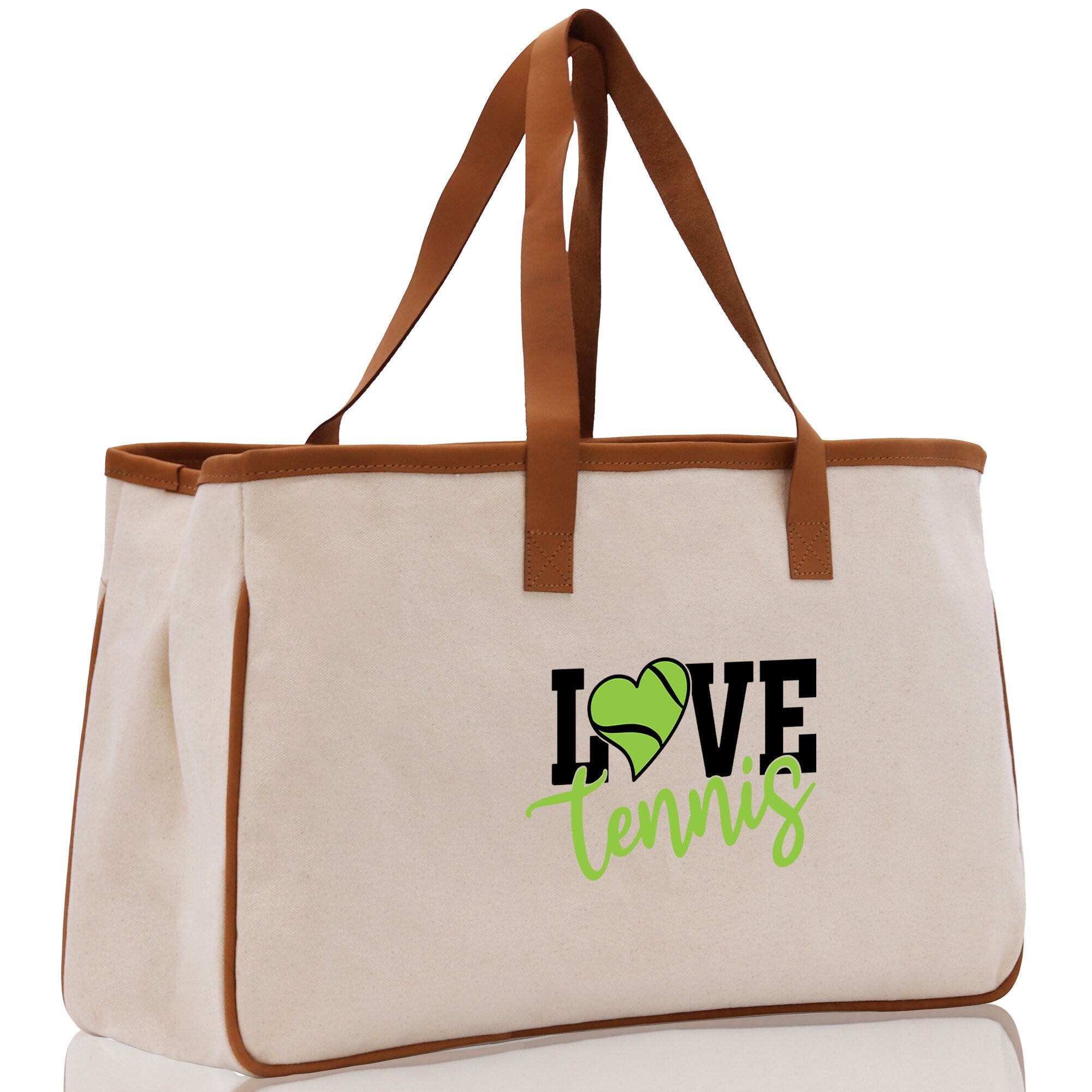 Love Tennis Cotton Canvas Tote Bag Gift for Tennis Lover Bag Tennis Coach Gift Bag