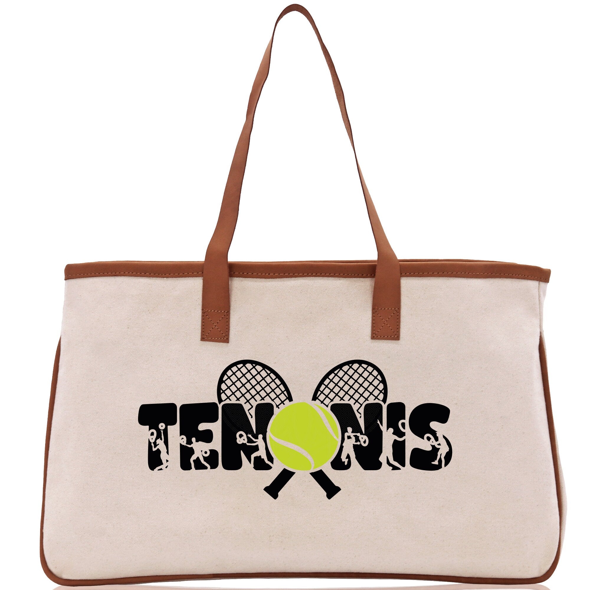 Tennis Silhouette Cotton Canvas Tote Bag Gift for Tennis Lover Bag Tennis Coach Gift Bag