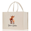 Cow Mom And Baby Name Custom Cotton Canvas Tote Bag Custom Pet Lover Gift Pet Portrait Bag Personalized Pet Owner Gift Tote Bag
