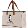 Penguin Mom And Baby Name Custom Cotton Canvas Tote Bag Custom Pet Lover Gift Pet Portrait Bag Personalized Pet Owner Gift Tote Bag
