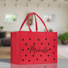 Polka Dot Mrs. Last Name Tote Bag Personalized Date Wedding Tote Bridal Shower Gift Honeymoon Gift Customized Wedding Gift Bridesmaid Gift