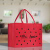 Polka Dot Mrs. Last Name Tote Bag Personalized Date Wedding Tote Bridal Shower Gift Honeymoon Gift Customized Wedding Gift Bridesmaid Gift