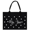 Polka Dot Mrs. Last Name Tote Bag Personalized Date Wedding Tote Bridal Shower Gift Honeymoon Gift Customized Wedding Gift Bridesmaid Gift