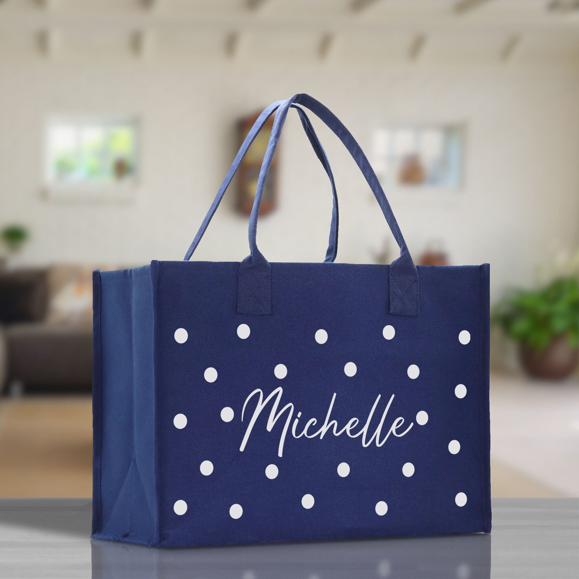 Polka Dot Mrs. Last Name Tote Bag Personalized Date Wedding Tote Bridal Shower Gift Honeymoon Gift Customized Wedding Gift Bridesmaid Gift