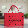 Polka Dot Mrs. Last Name Tote Bag Personalized Date Wedding Tote Bridal Shower Gift Honeymoon Gift Customized Wedding Gift Bridesmaid Gift