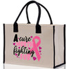 A Cure Worth Fighting For Cotton Canvas Tote Bag Cancer Support Group Tote Bag For Friends Motivational Gift Bag Cancer Awareness Tote Bag