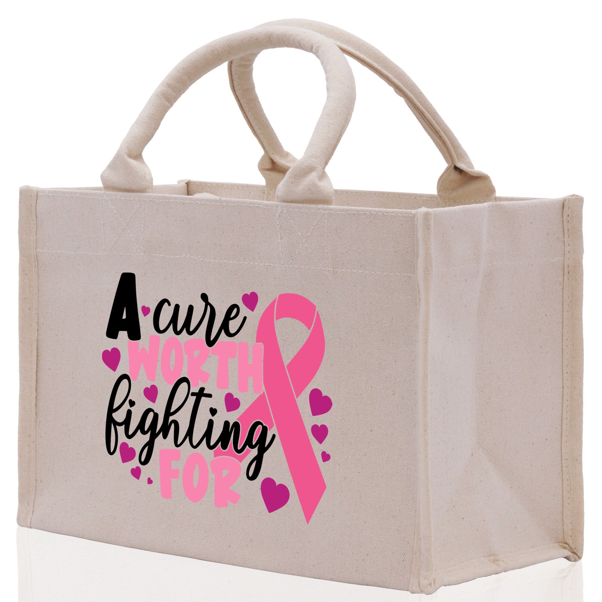 A Cure Worth Fighting For Cotton Canvas Tote Bag Cancer Support Group Tote Bag For Friends Motivational Gift Bag Cancer Awareness Tote Bag