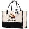 Cute Hot Cocoa and Cookies Custom Name Cotton Canvas Tote Bag Personalized Christmas Party Invitation Bag Xmas Gift Holiday Party Invite Bag