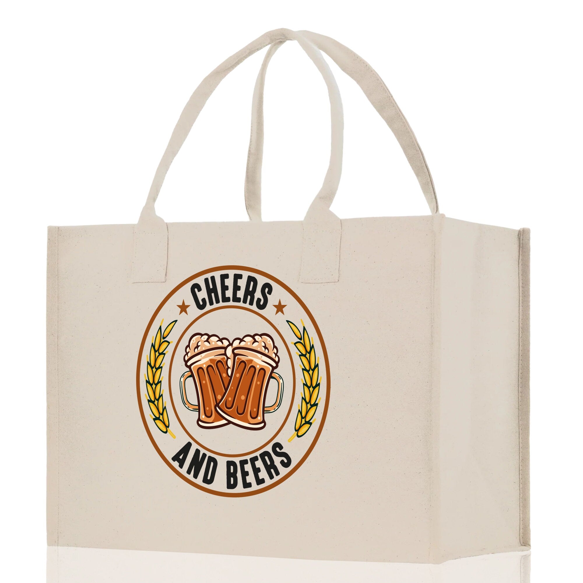 Cheers And Beers Cotton Canvas Tote Bag for German Octoberfest Beer Festival Party Bag Beer Lovers Gift Bag