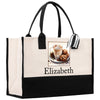 Cute Hot Cocoa and Cookies Custom Name Cotton Canvas Tote Bag Personalized Christmas Party Invitation Bag Xmas Gift Holiday Party Invite Bag