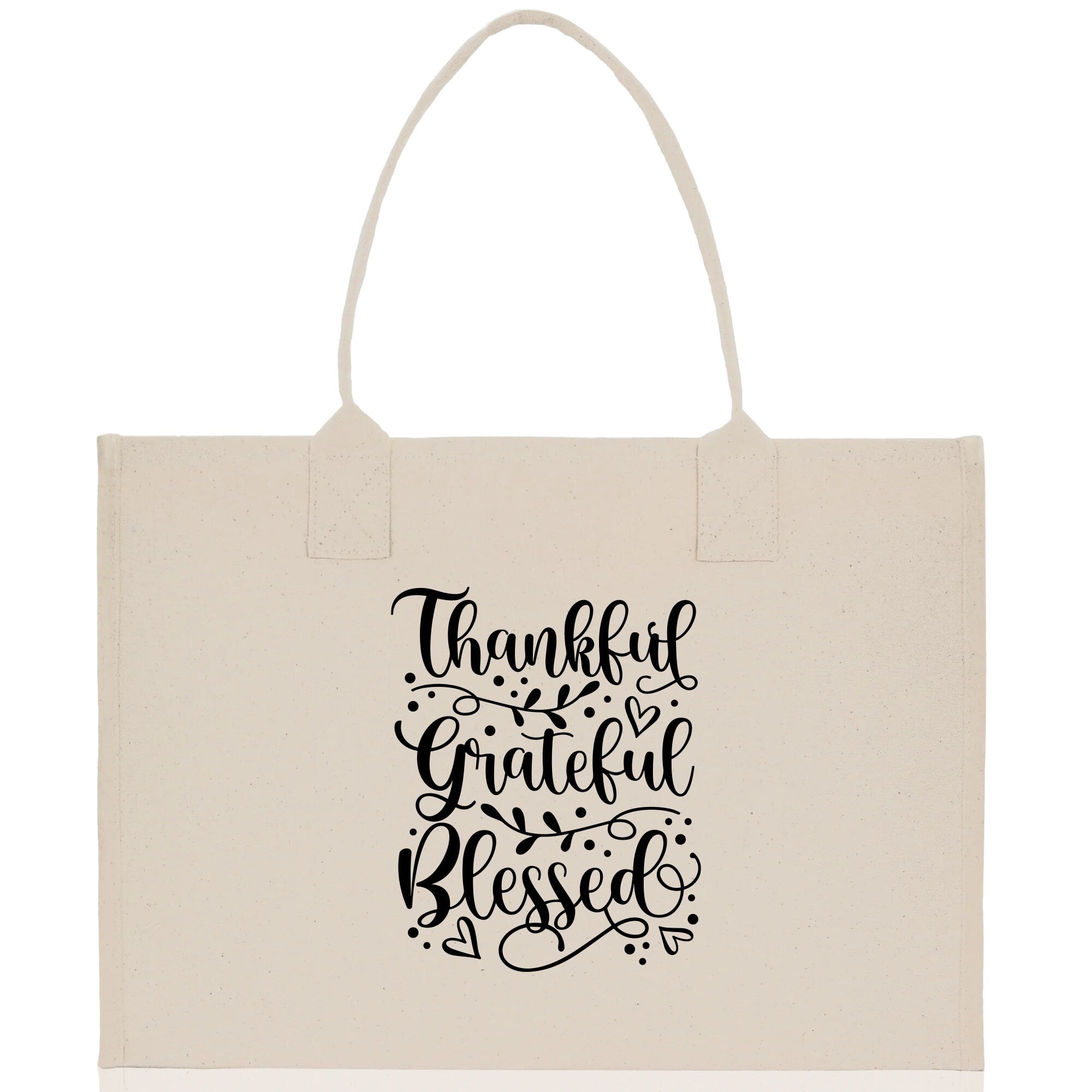 Thankful Grateful Blessed Cotton Canvas Tote Bag Thanksgiving Bag Autumn Fall Vibes Bag Motivational Bag Blessed Bag Fall Market Grocery Bag