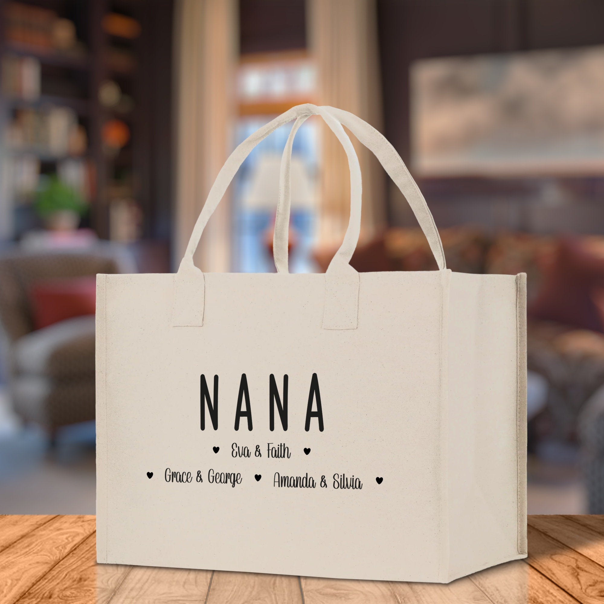 Nana Grandchild Kids Names Custom Grandma Tote Bag Grandma's Getaway Bag Gigi Bag Personalized Grandma Gift Bag Shopping Bag Mother Day Gift