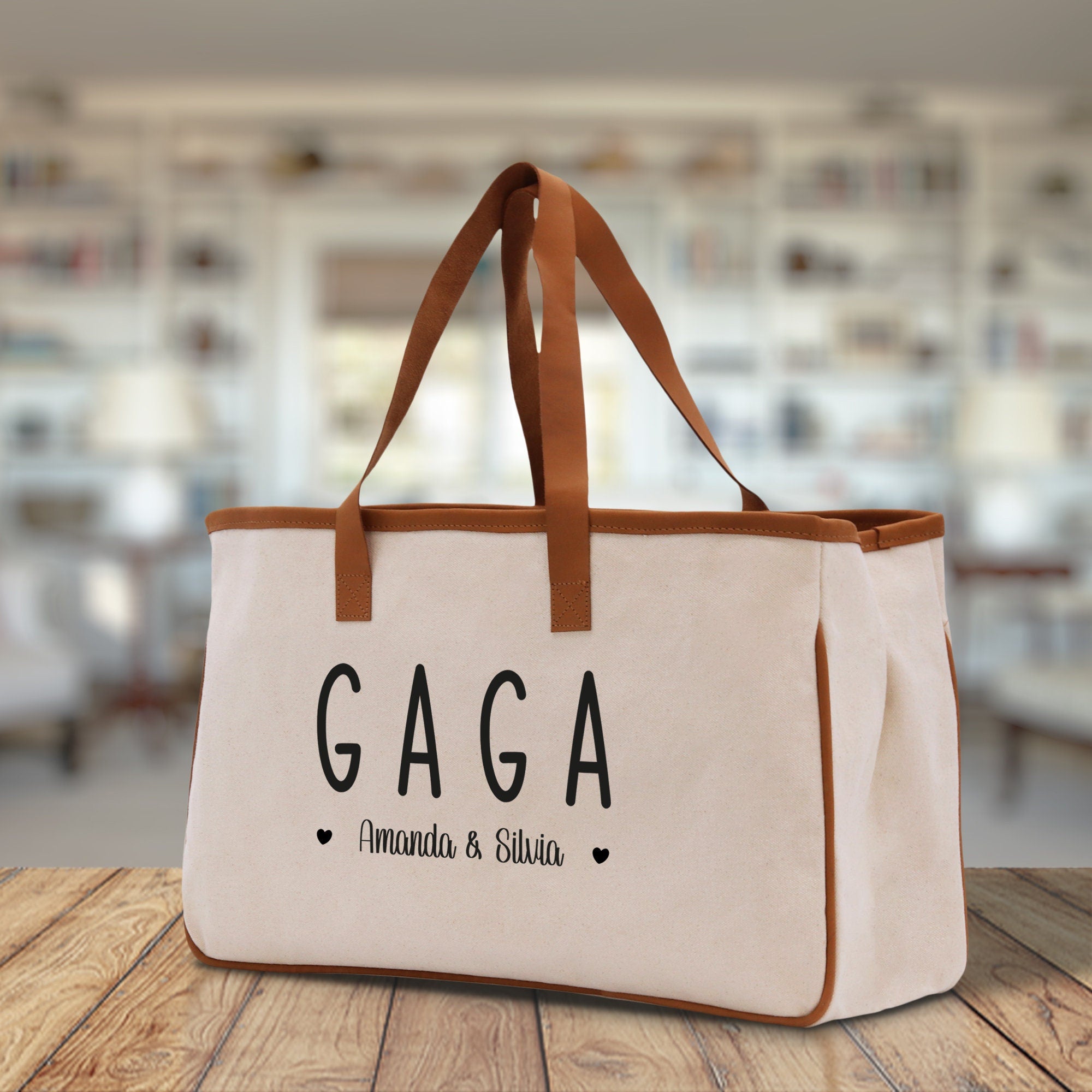 Gaga Grandchild Kids Names Custom Grandma Tote Bag Grandma's Getaway Bag Gigi Bag Personalized Grandma Gift Bag Shopping Bag Mother Day Gift