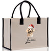 a bag with a picture of a dog wearing a santa hat