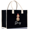 a black shopping bag with a dog on it