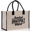 Thankful Grateful Blessed Cotton Canvas Tote Bag Thanksgiving Bag Autumn Fall Vibes Bag Motivational Bag Blessed Bag Fall Market Grocery Bag