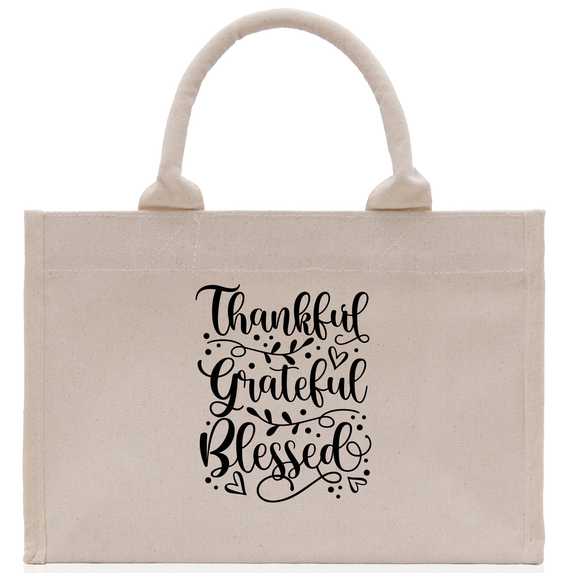 Thankful Grateful Blessed Cotton Canvas Tote Bag Thanksgiving Bag Autumn Fall Vibes Bag Motivational Bag Blessed Bag Fall Market Grocery Bag