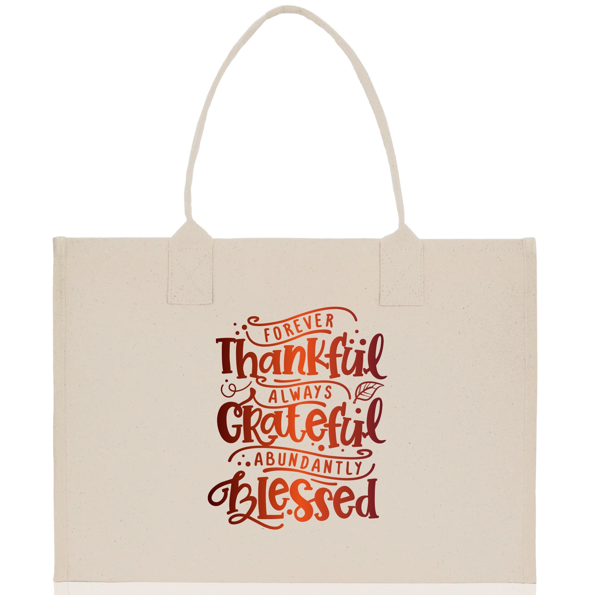 Thankful Grateful Blessed Cotton Canvas Tote Bag Thanksgiving Bag Autumn Fall Vibes Bag Motivational Bag Blessed Bag Fall Market Grocery Bag