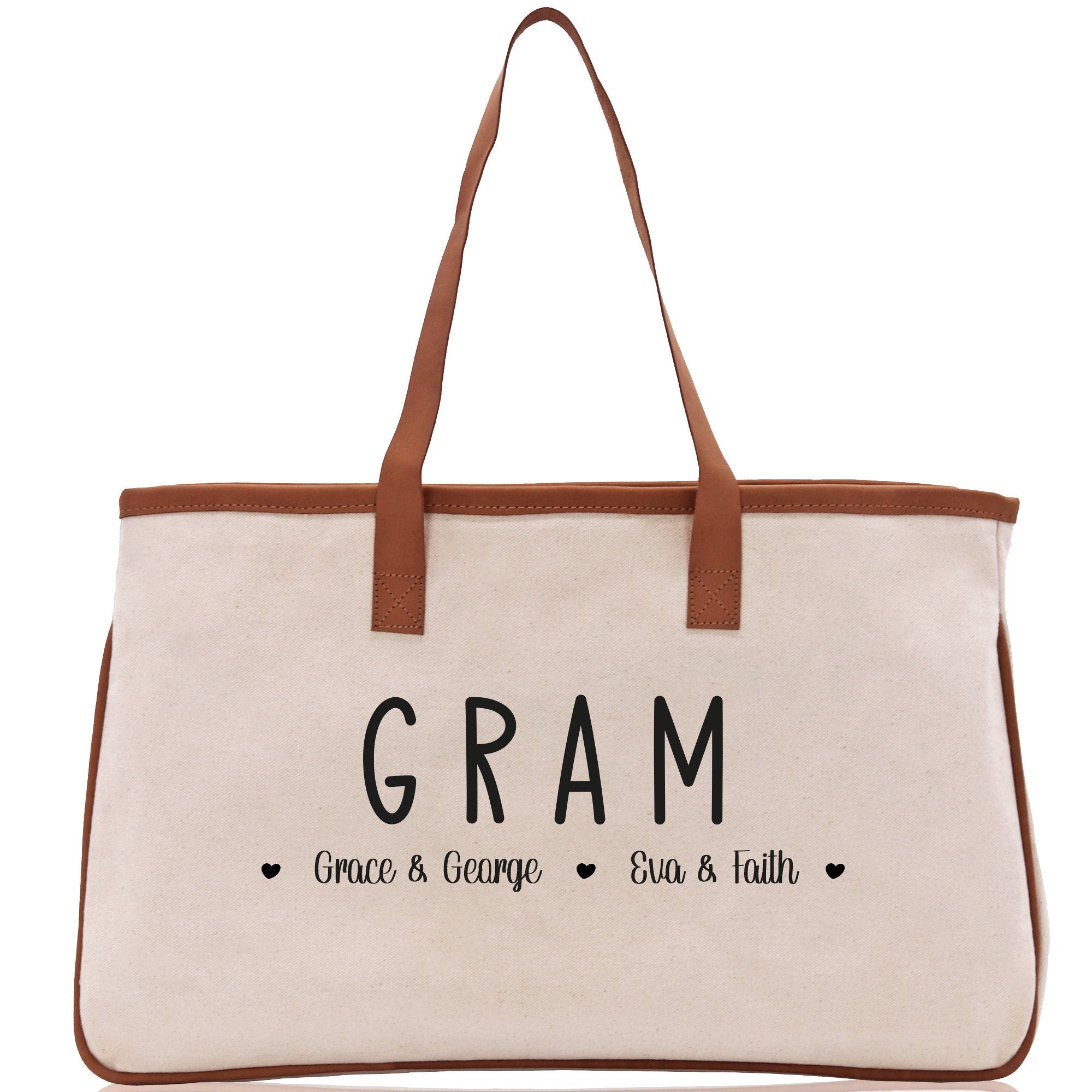 Gram Grandchild Kids Names Custom Grandma Tote Bag Grandma's Getaway Bag Gigi Bag Personalized Grandma Gift Bag Shopping Bag Mother Day Gift