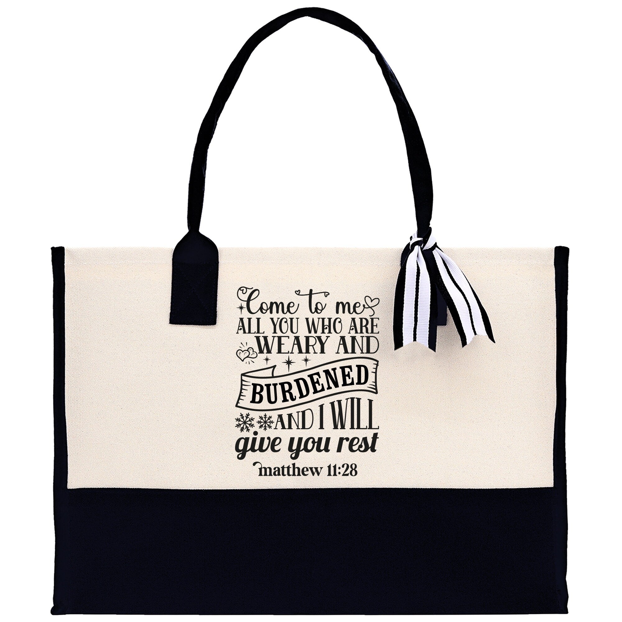 Come To Me All You Who Are Weary And Burdened Matthew 11:28 Religious Tote Bag for Women Bible Verse Canvas Tote Bag Religious Church Gifts